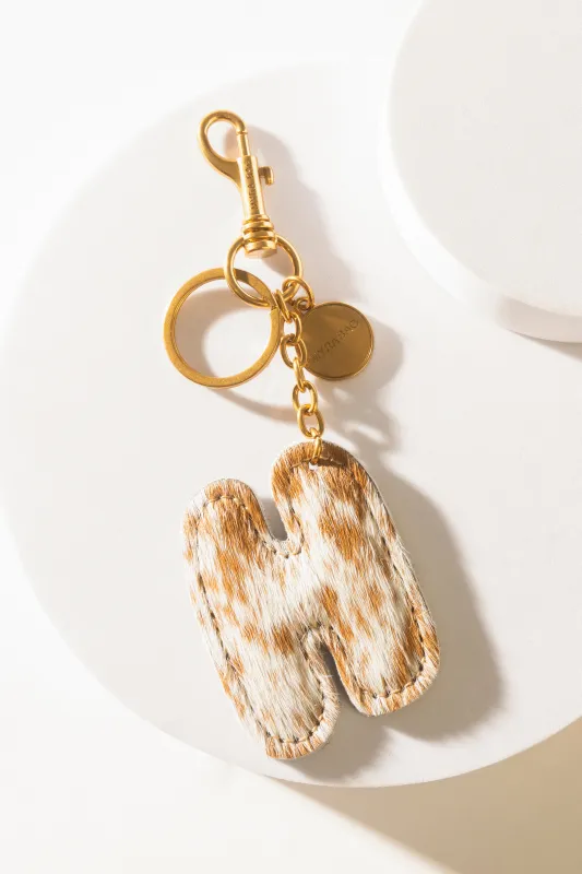 Alpha 'H' Hairon Bag Charm in Brown & White sold by Myra Bag
