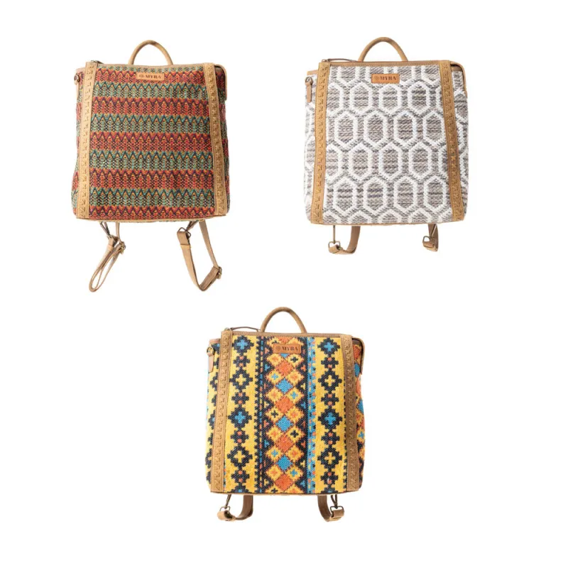 Terracotta Trails Rug Leather Backpack Variant Combo sold by Myra Bag