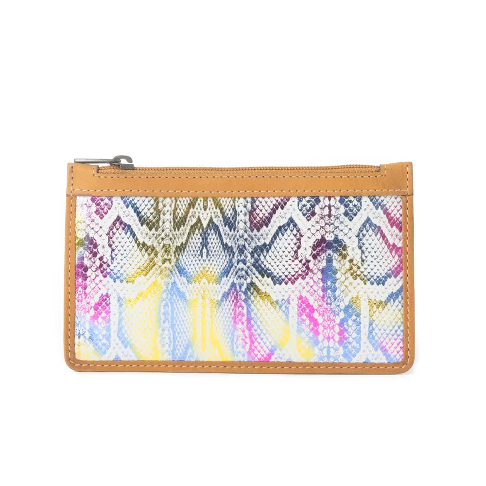 Sahara Bloom Leather Credit Card Holder in Sunset Pastels sold by Myra Bag