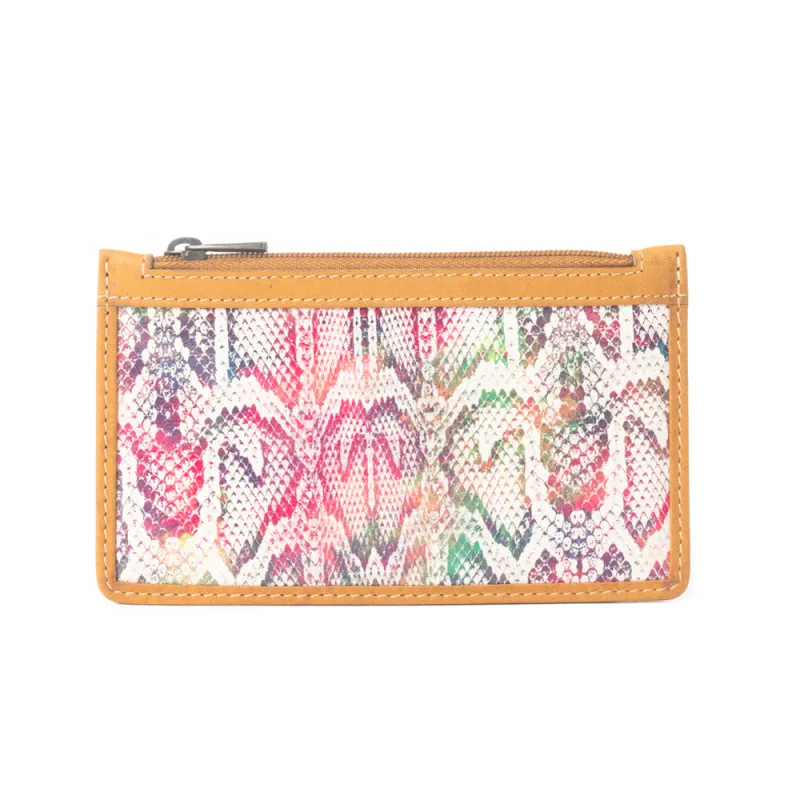 Prism Bloom Leather Credit Card Holder in Wild Pink made by Myra Bag