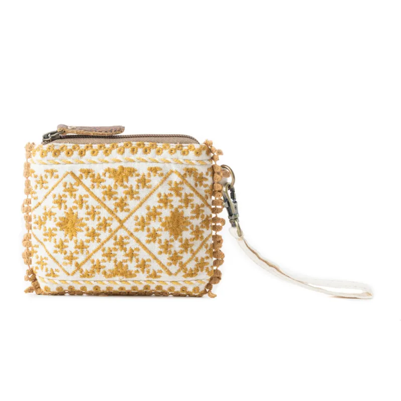 Savanna Glow Woven Pouch Bag in Sunny Gold sold by Myra Bag