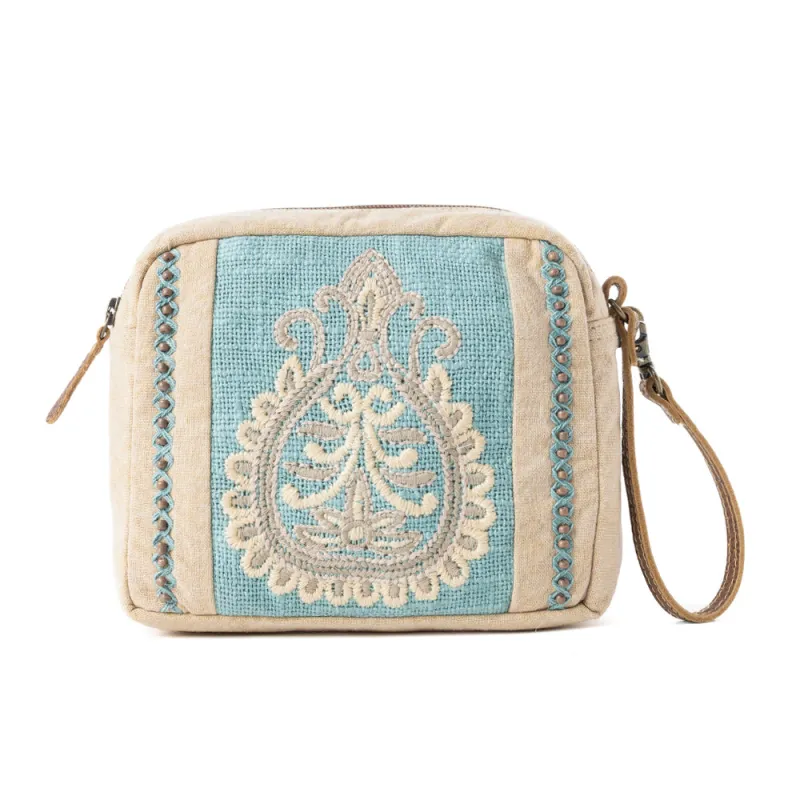 Azure Dune Canvas Pouch in Vintage Beige sold by Myra Bag