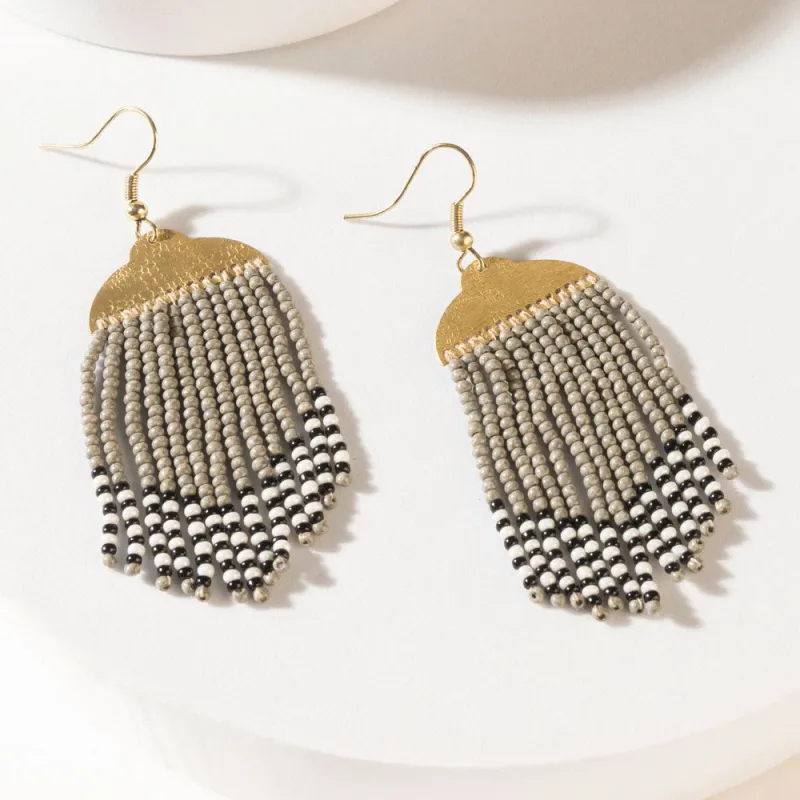 Monroe Fringe Earrings in Dusty Gold sold by Myra Bag