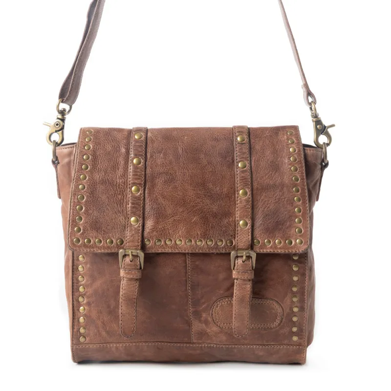 Western Rune Leather Crossbody Bag in Orange sold by Myra Bag