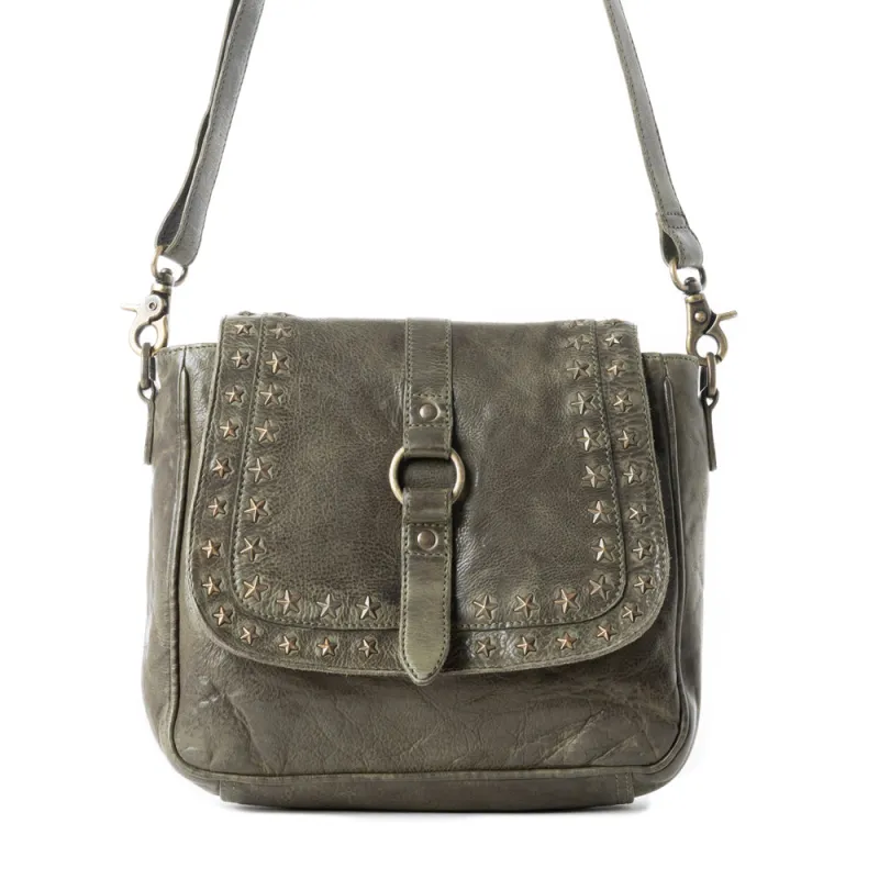 Western Scout Leather Crossbody Bag in Olive sold by Myra Bag