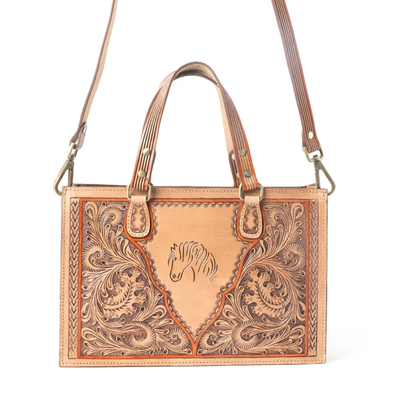 Savanna Ember Handtooled Concealed Carry Bag in Caramel made by Myra Bag