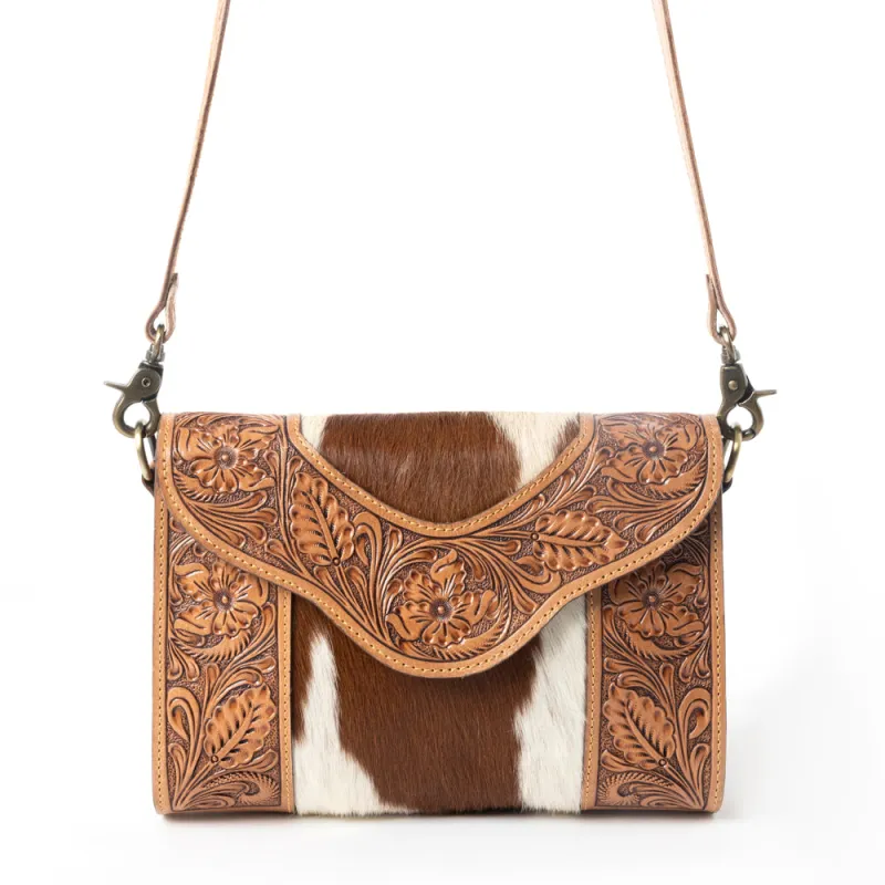 Copper Charm Handtooled Bag in Earthen Hide & Whisper White sold by Myra Bag