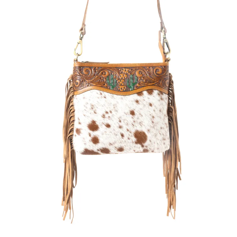 Sonora Charm Handtooled Bag in Brown & White sold by Myra Bag