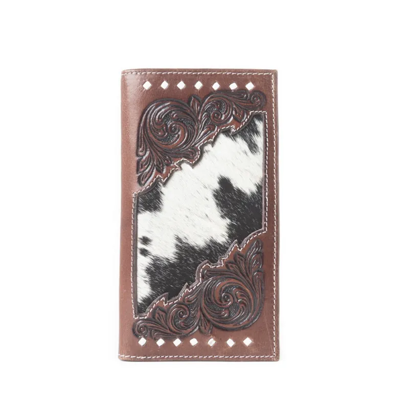 Blackhoof Handtooled Hairon Wallet in Midnight Smoke sold by Myra Bag