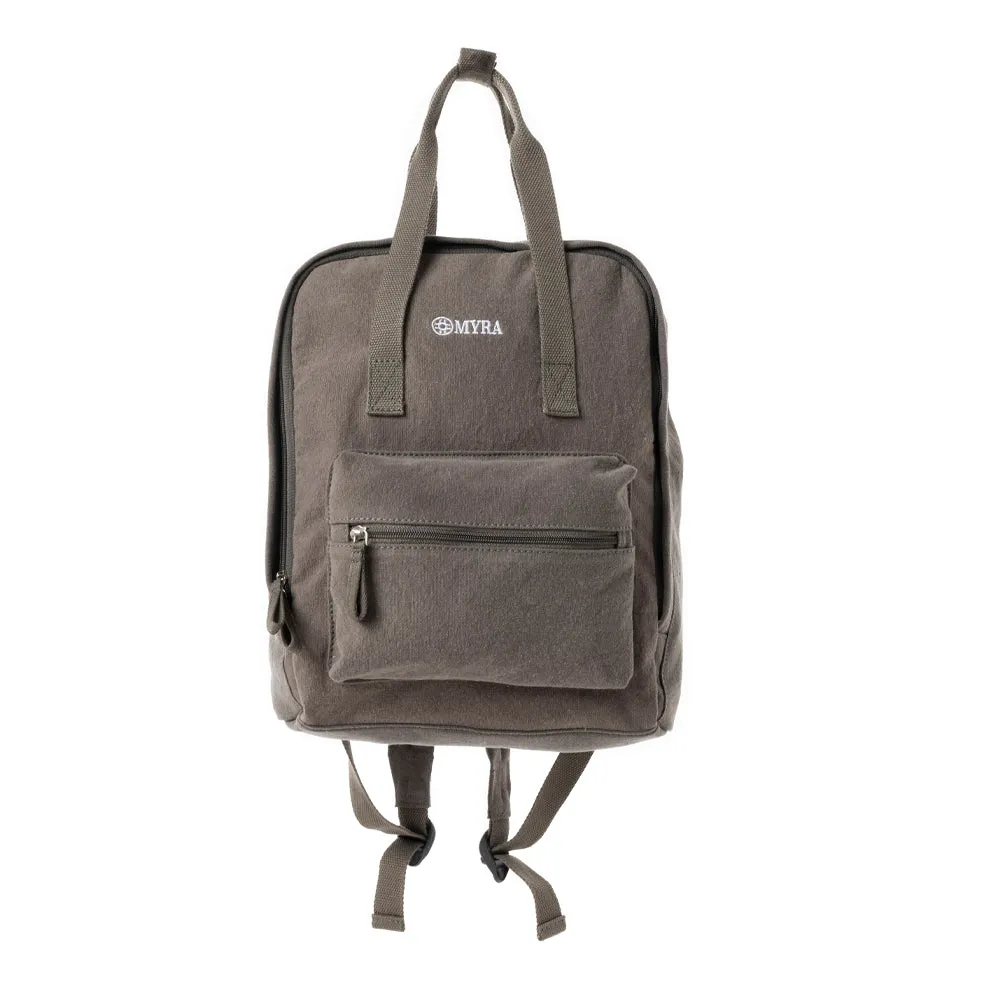 Pioneer Trek Canvas Backpack Bag in Grey sold by Myra Bag