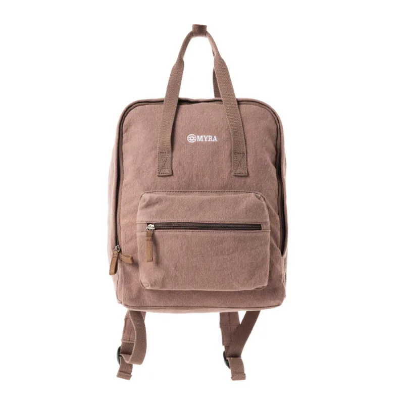 Pioneer Trek Canvas Backpack Bag in Brown sold by Myra Bag