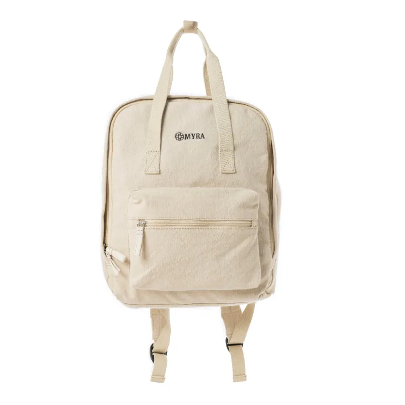 Pioneer Trek Canvas Backpack Bag in Beige sold by Myra Bag