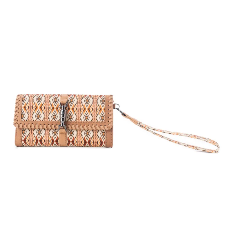 Sonora Sunset Western Woven Wallet in Desert Sage sold by Myra Bag