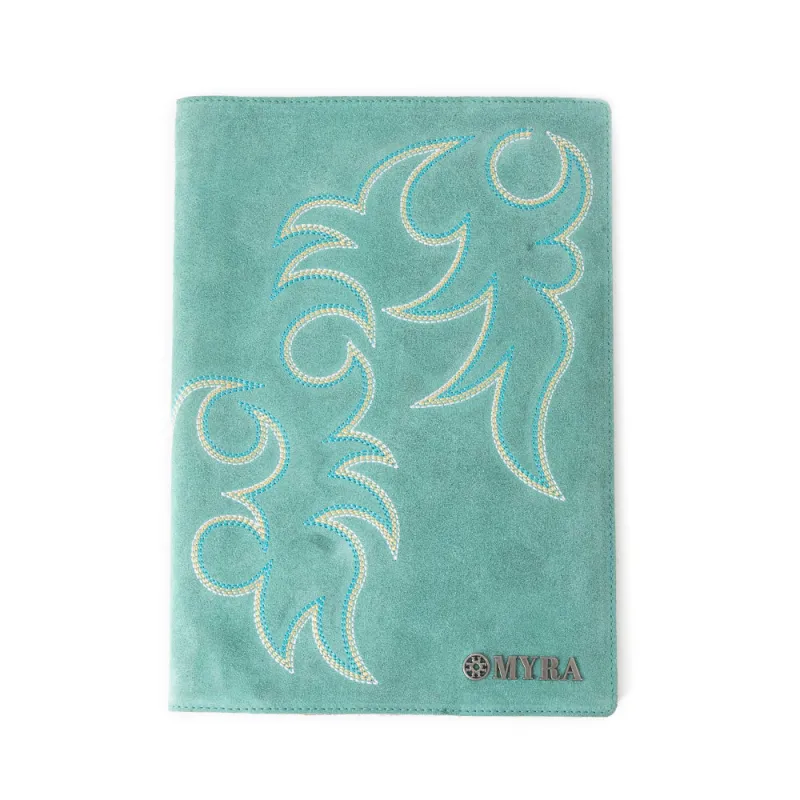 Texas Blaze Embroidered Leather Diary in Turquoise sold by Myra Bag