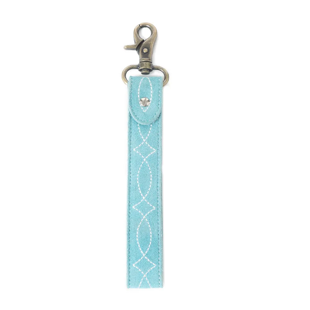 Rodeo Rose Leather Key Fob in Sunset Turquoise sold by Myra Bag product image thumbnail 2