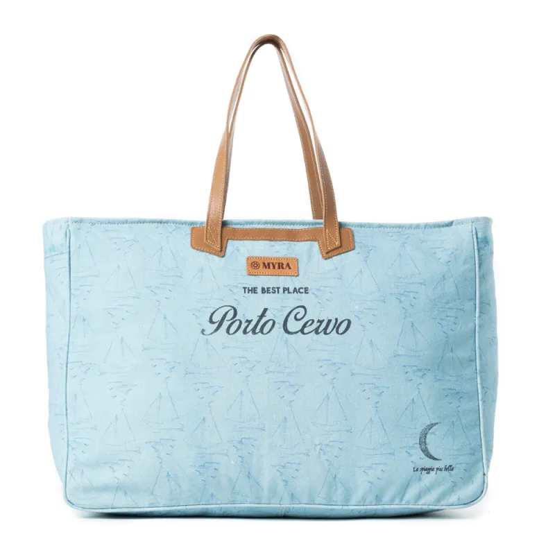 Porto Cervo Weekender Bag in Faded Denim sold by Myra Bag