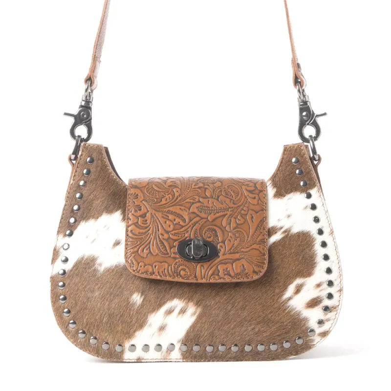 Highland Ridge Leather Bag in Rustic Oak & Winter Mist sold by Myra Bag