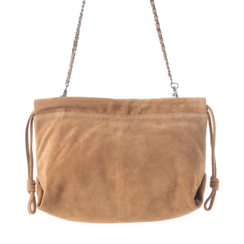 Wanderlust Suede Shoulder Bag in Brown sold by Myra Bag