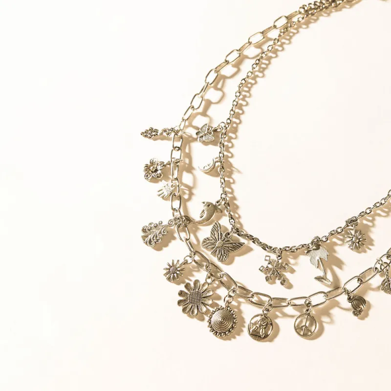 The Delilah Charmer Necklace in Sunray Silver sold by Myra Bag