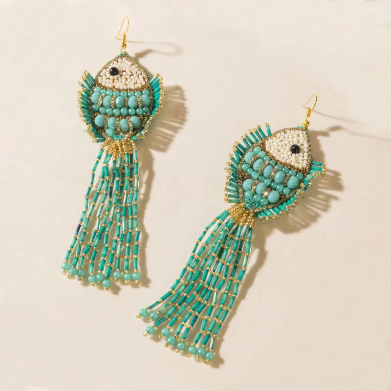 Marina Flame Earrings in Tuscon Teal sold by Myra Bag