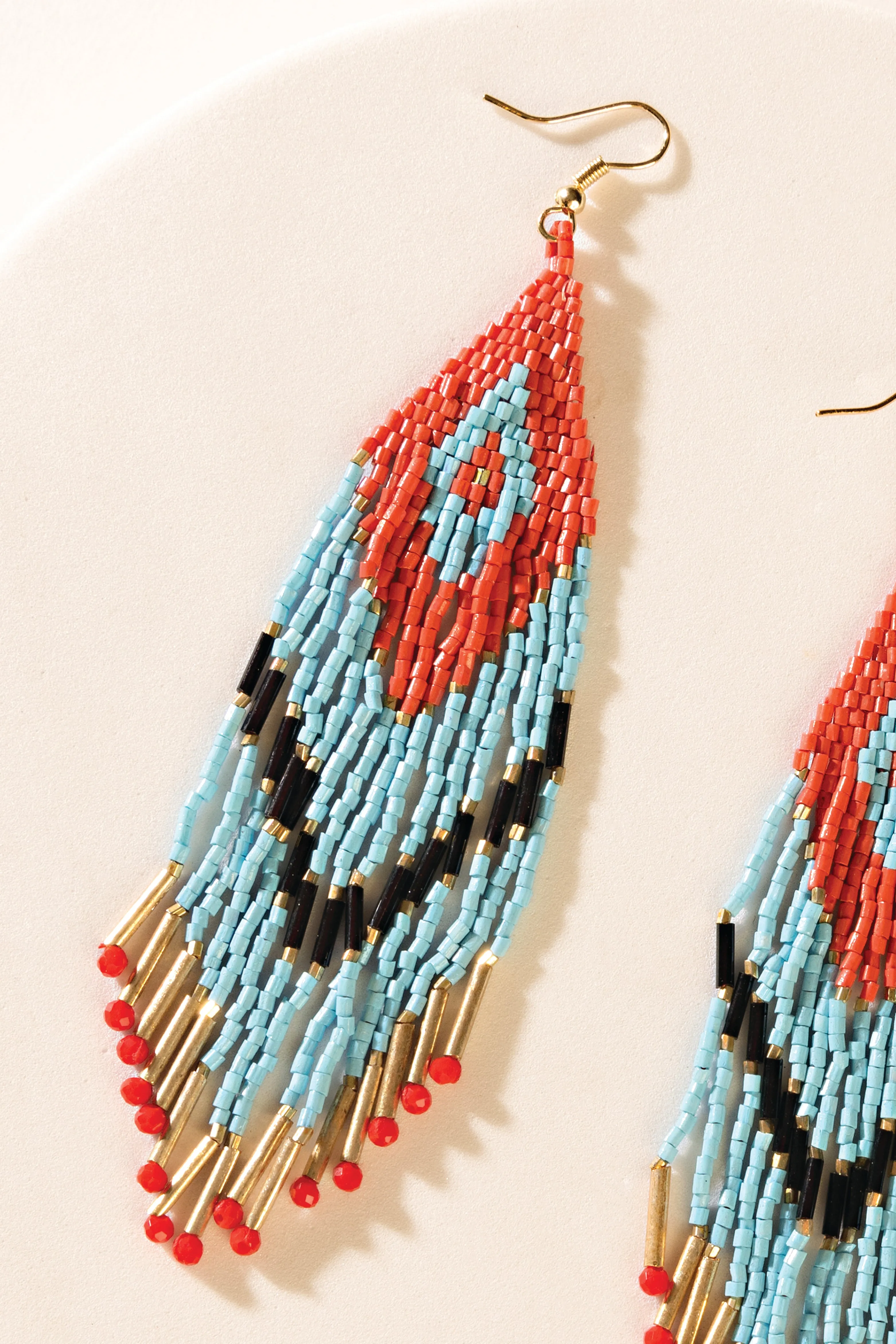 Zuni Blaze Fringe Earrings in Cyan Desert Flame sold by Myra Bag product image thumbnail 2