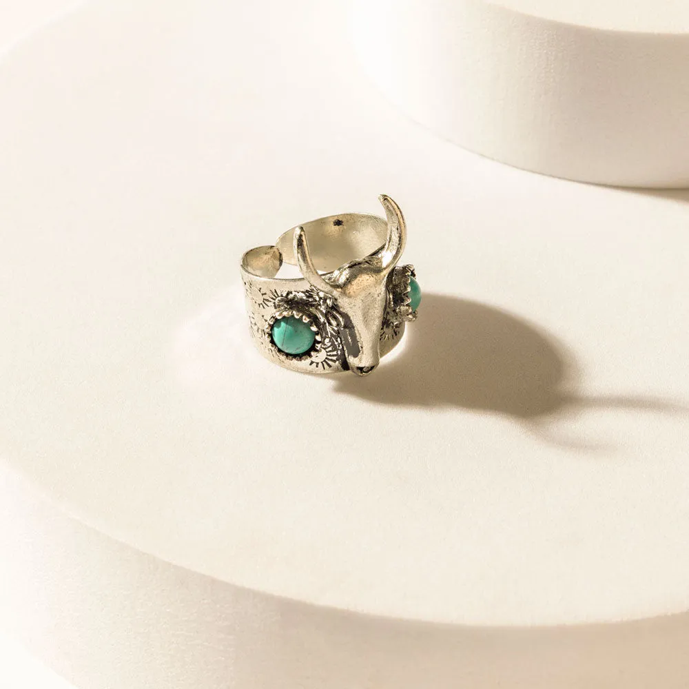 Longhorn Vow Ring in Sage Steel sold by Myra Bag