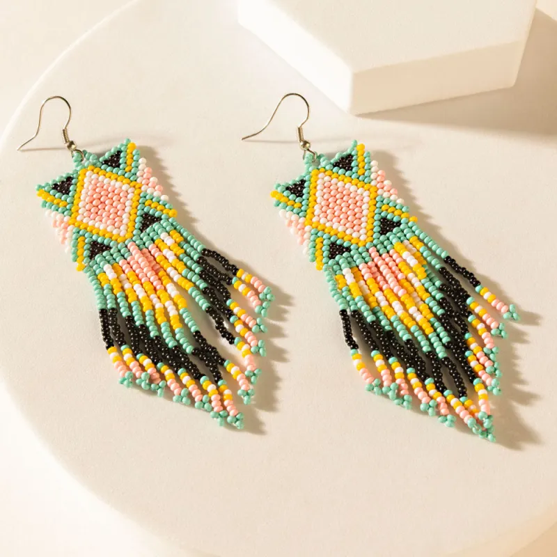 Rodeo Pop Beaded Earrings in Sunny Teal sold by Myra Bag