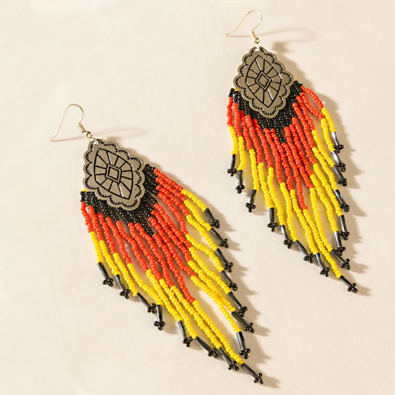 Bandita Blaze Beaded Earrings in Wild Red sold by Myra Bag