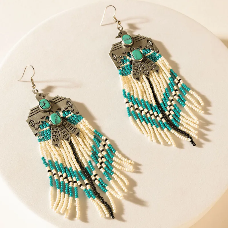 Mystic Mesa Beaded Earrings in Turquoise Trail sold by Myra Bag