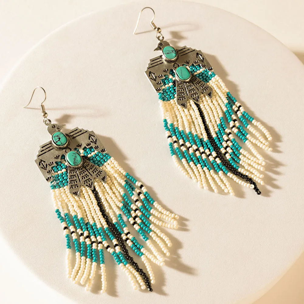 Mystic Mesa Beaded Earrings in Turquoise Trail sold by Myra Bag