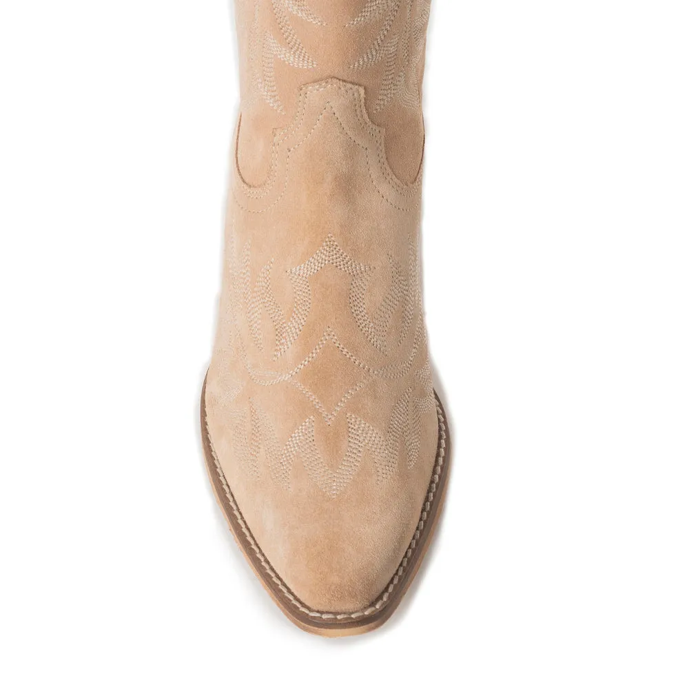 Midnight Trail Embroidered Leather Boots in Shadow Beige sold by Myra Bag product image thumbnail 3