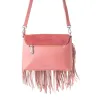 Wild West Fringe Leather Crossbody Bag in Pink sold by Myra Bag