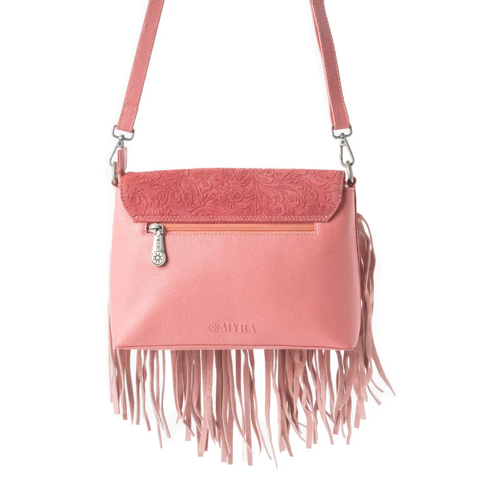 Wild West Fringe Leather Crossbody Bag in Pink sold by Myra Bag product image thumbnail 4