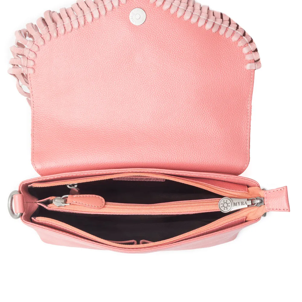 Wild West Fringe Leather Crossbody Bag in Pink sold by Myra Bag product image thumbnail 5