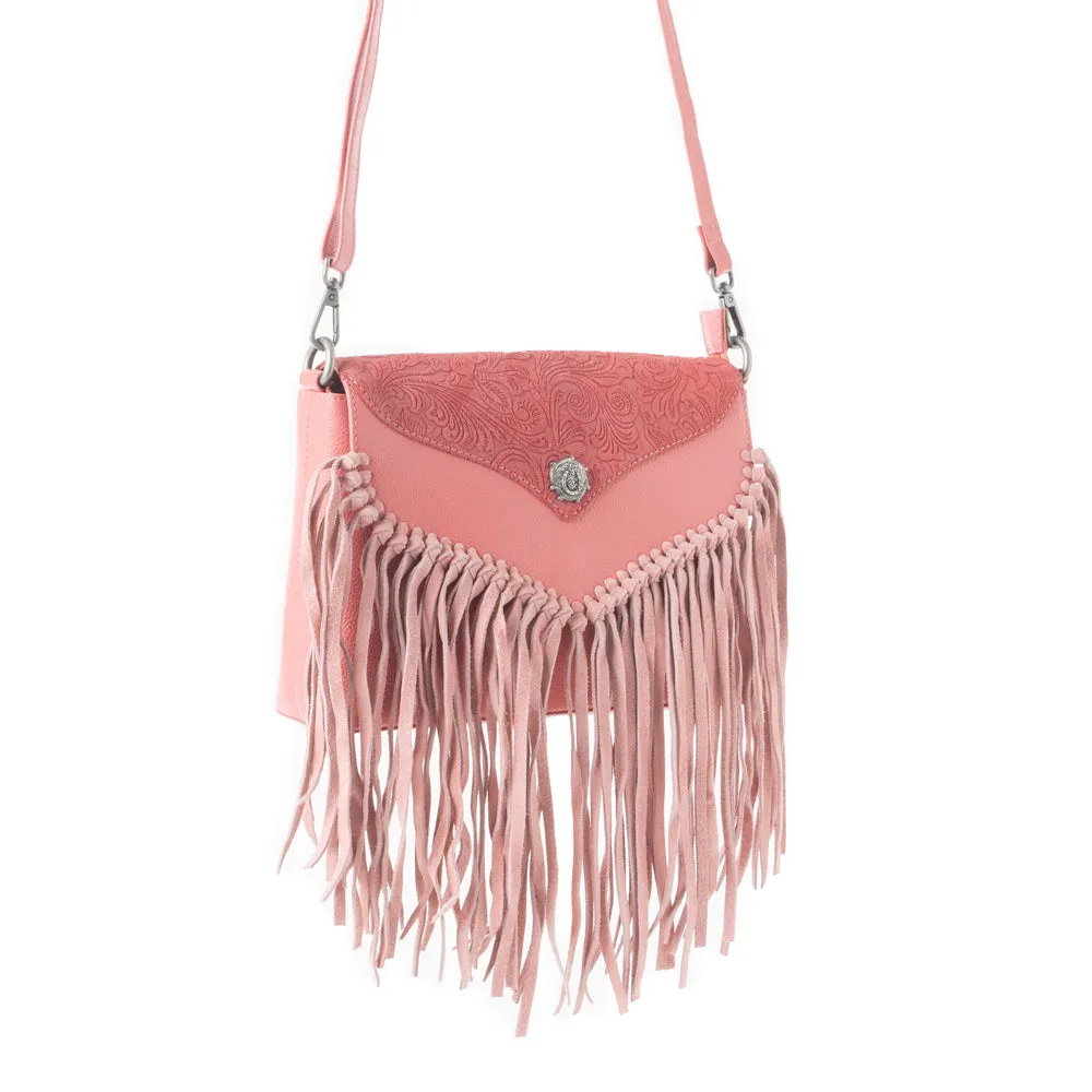 Wild West Fringe Leather Crossbody Bag in Pink sold by Myra Bag product image thumbnail 3