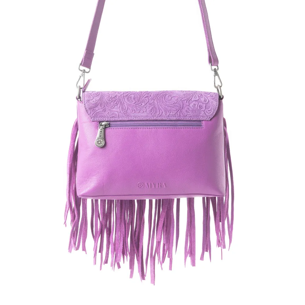 Wild West Fringe Leather Crossbody Bag in Purple sold by Myra Bag product image thumbnail 4