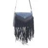 Wild West Fringe Leather Crossbody Bag in Ash Denim sold by Myra Bag