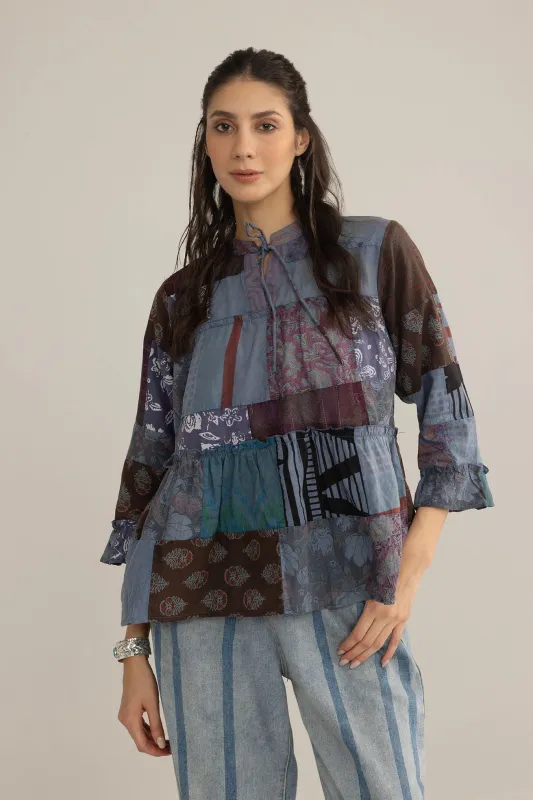 Bohera Tangled Spice Patchwork Top in Caravan Red sold by Myra Bag