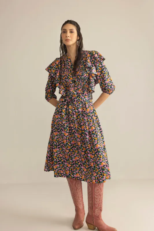 Confetti Crush Printed Dress in Wild Fuchsia sold by Myra Bag