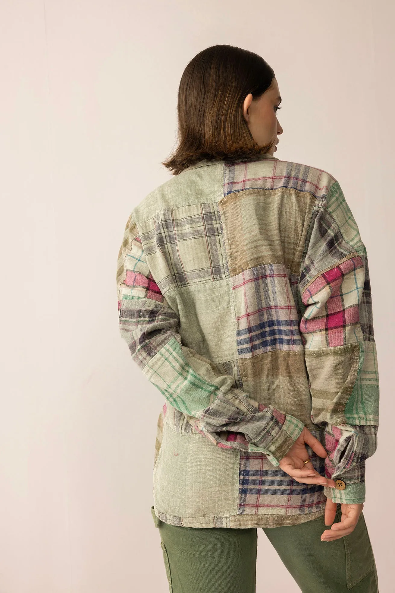 Boone Trail Stitch Shacket in Plaid Petal sold by Myra Bag product image thumbnail 3