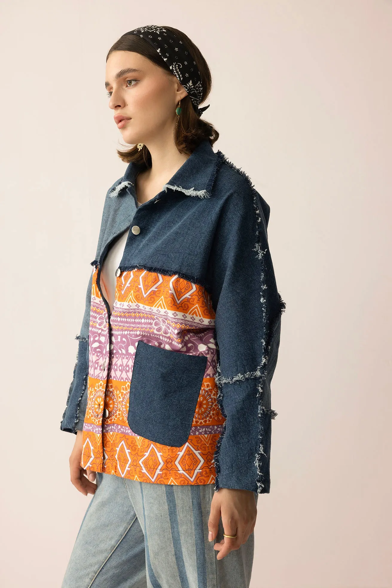 The Tessa Dune Shacket in Copper Denim sold by Myra Bag product image thumbnail 2