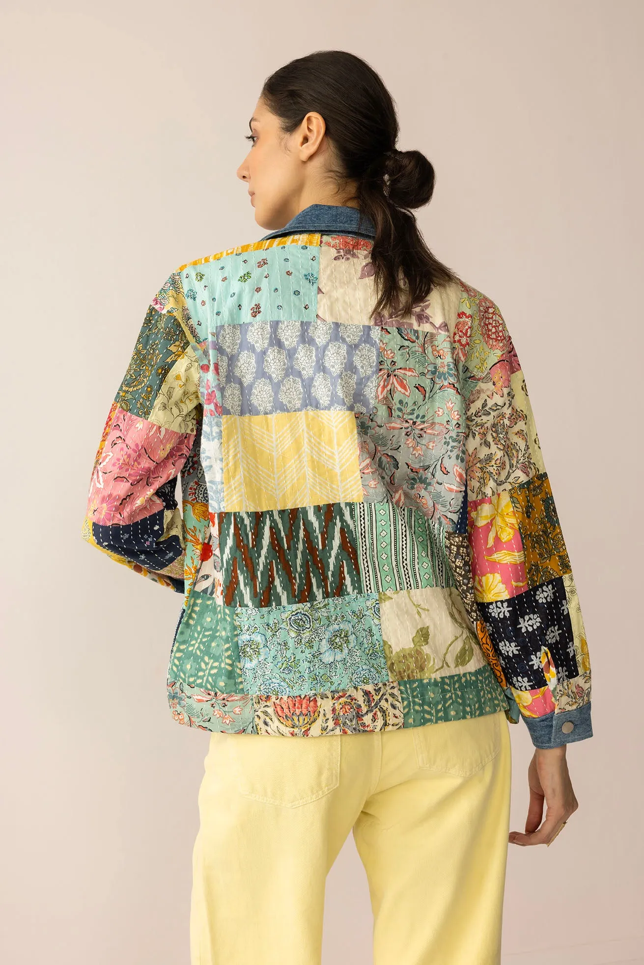 Loretta's Wild Patchwork Jacket in Painted Denim sold by Myra Bag product image thumbnail 3