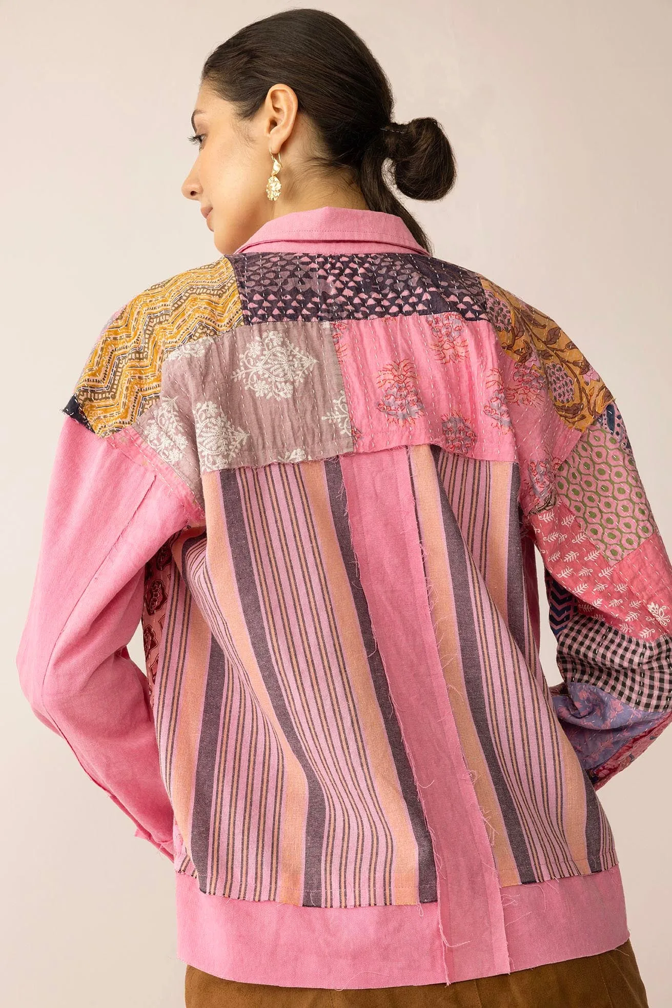 Wildberry Patchwork Shacket in Faded Pink sold by Myra Bag product image thumbnail 3