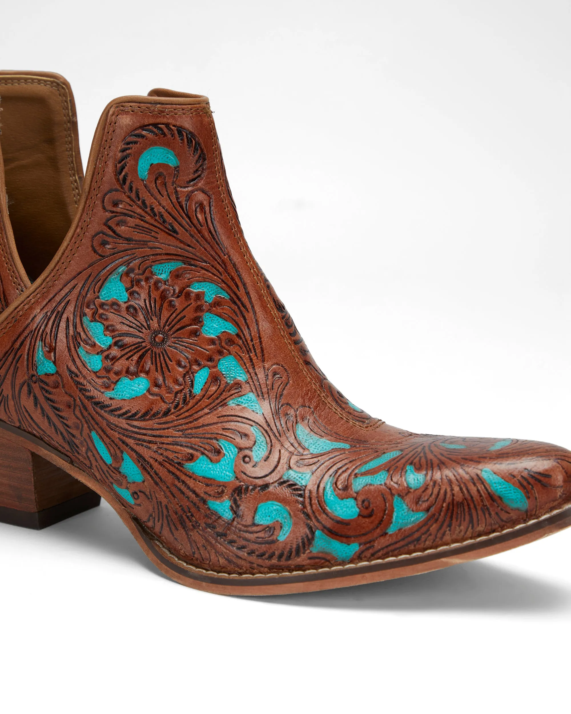 Loyal West X Myra Handtooled Booties in Turquoise Calfskin sold by Myra Bag product image thumbnail 4