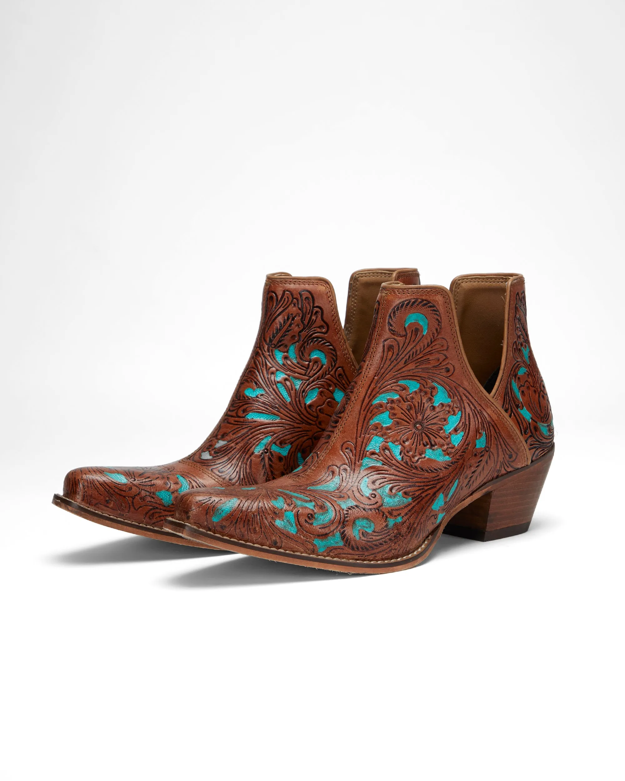 Loyal West X Myra Handtooled Booties in Turquoise Calfskin sold by Myra Bag product image thumbnail 2