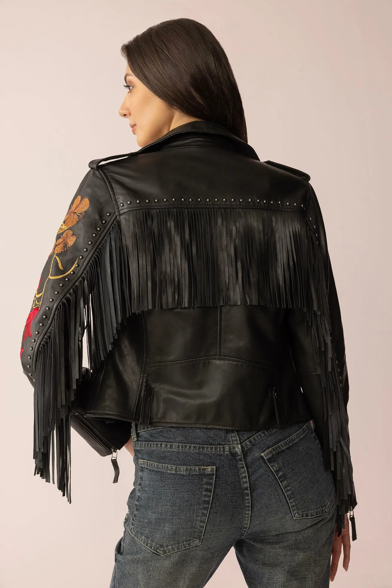 Thorn & Thunder Leather Jacket in Ink Bloom sold by Myra Bag product image thumbnail 3