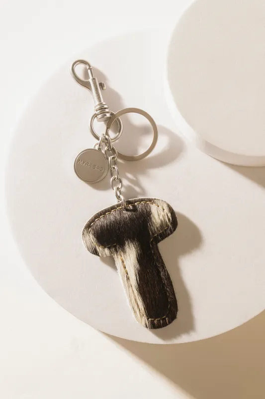 Alpha 'T' Hairon Bag Charm in Black & White sold by Myra Bag