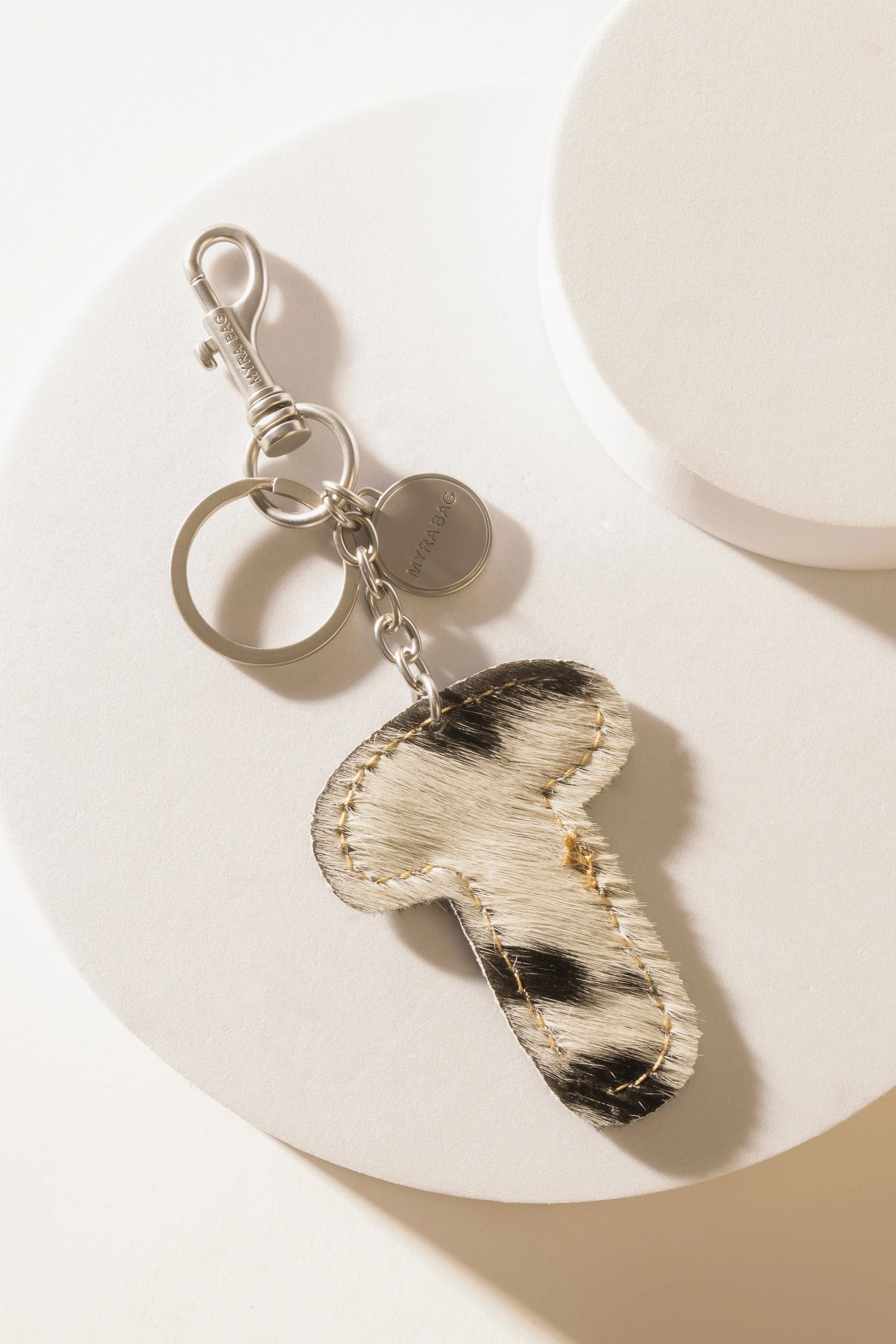 Alpha 'T' Hairon Bag Charm in Black & White sold by Myra Bag product image thumbnail 2