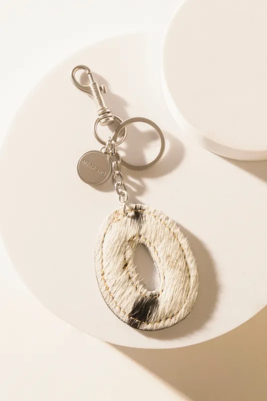Alpha 'O' Hairon Bag Charm in Black & White sold by Myra Bag
