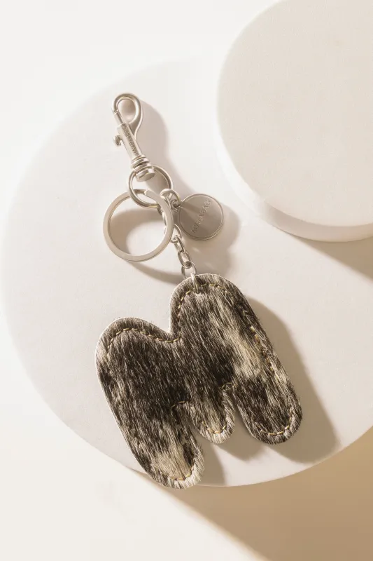 Alpha 'M' Hairon Bag Charm in Black & White sold by Myra Bag